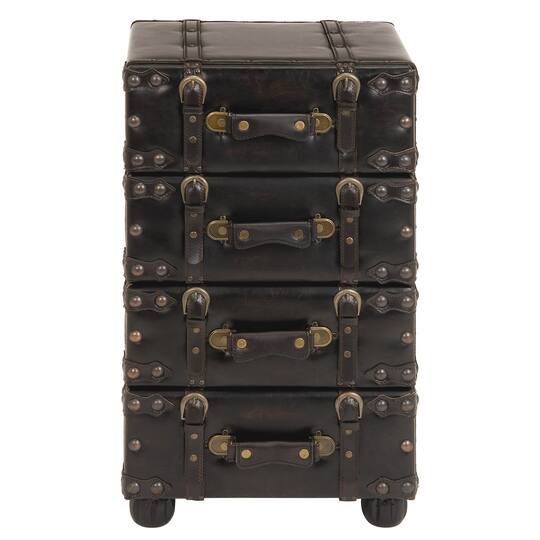 28" Black Faux Leather Traditional Chest